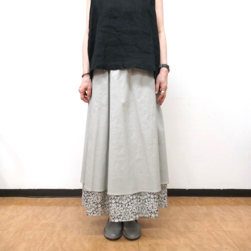 sosotto 綿麻裾LIBERTY重ねフレアスカート BE20